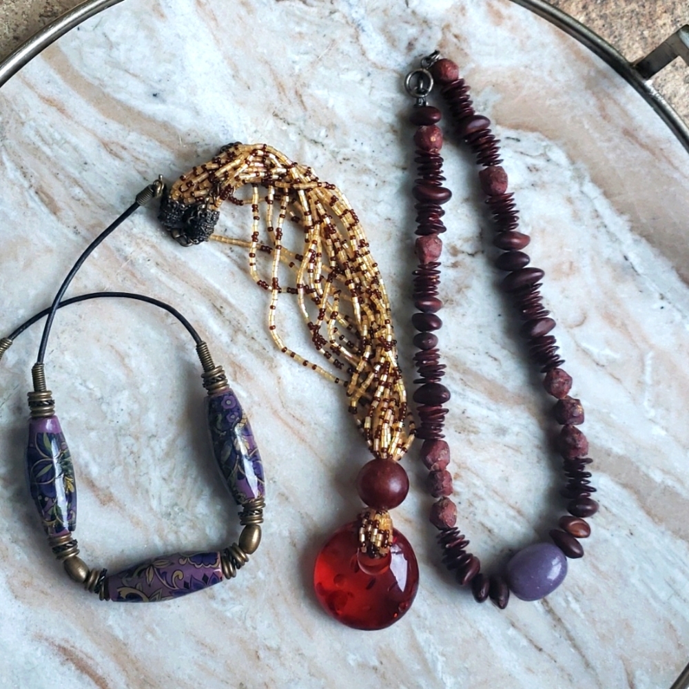 Vintage lot of 3 Statement Necklaces